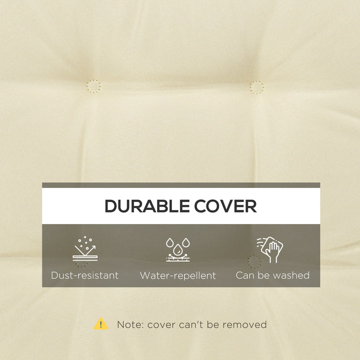 Set of 4 Garden Seat Cushion with Ties, 42 x 42cm Replacement Dining Chair Seat Pad, Cream White