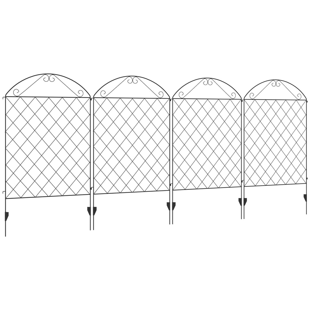 Decorative Garden Fencing, 43in x 11.5ft Outdoor Picket Fence Panels, 4PCs Rustproof Metal Wire Landscape Flower Bed Border Edging Animal Barrier, Black