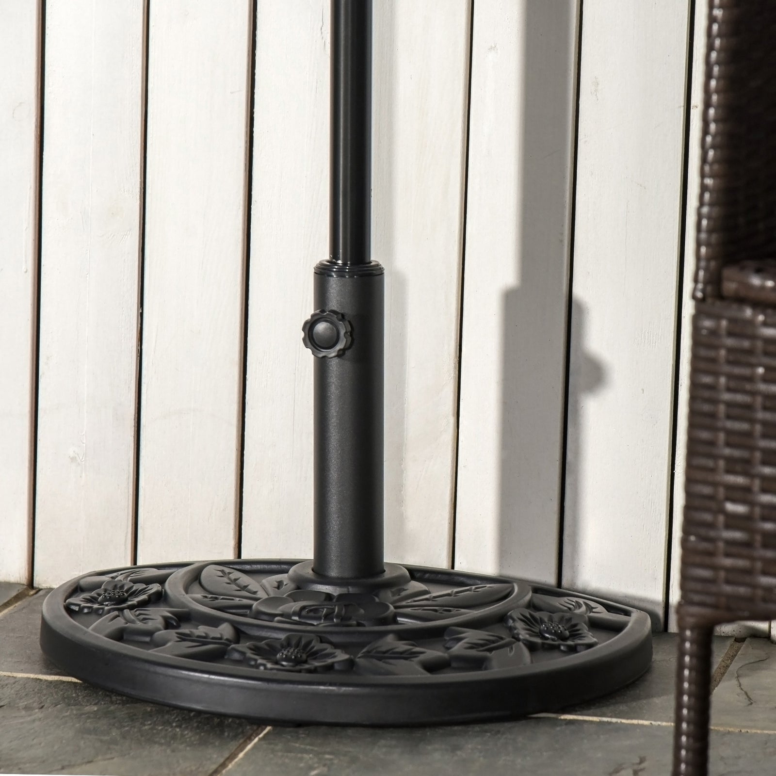 9kg Cement Concrete Half Round Parasol Base Umbrella Stand Garden Outdoor Accessories - Adjustable Coupler Suitable Umbrella Rod: Φ3.5cm, Φ3.8cm, Φ4.8cm
