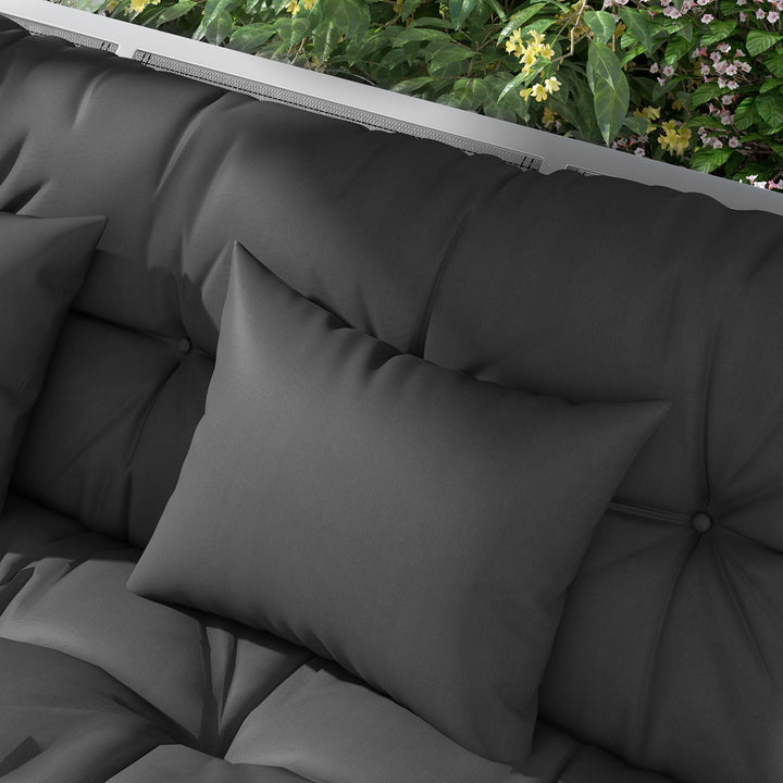 Back and Seat Cushion Replacement with 2 Pillows, Patio Chair Cushions Set with Ties, Charcoal Grey