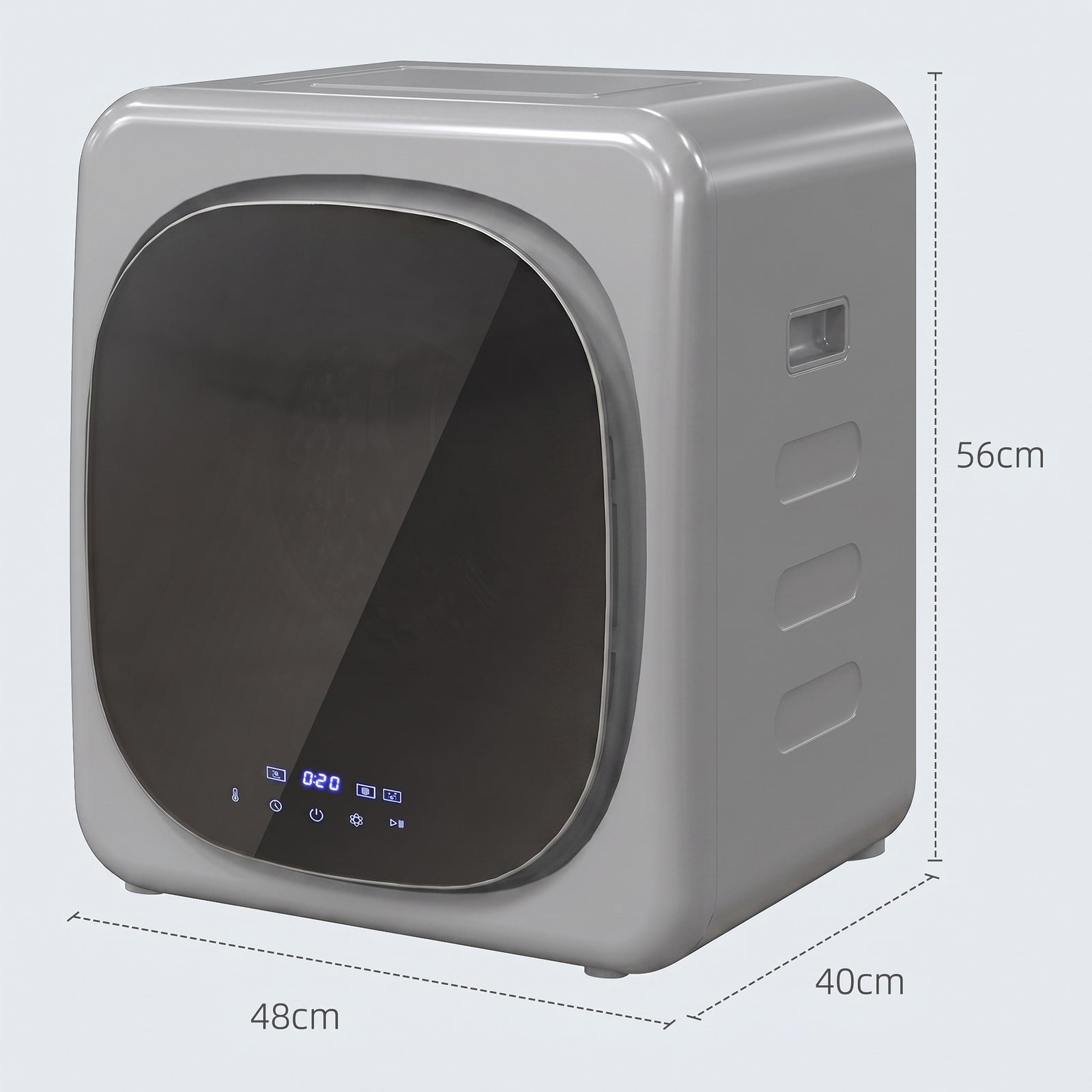 2.5kg Vented Tumble Dryer with Smart Mode, 800W Compact Tumble Dryer w