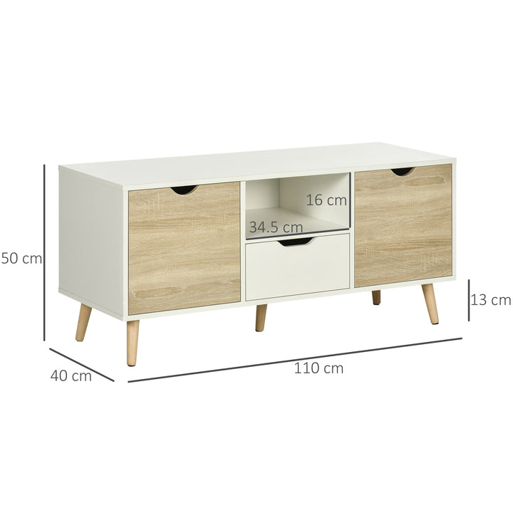 MCL TV Unit Cabinet for TVs up to 50 Inches, TV Stand with Storage Cabinets and Drawer for Living Room and Bedroom, Natural