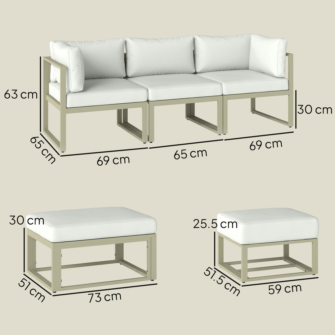 Garden Daybed, 6 Piece Outdoor Sectional Sofa Set, Aluminium Patio Con