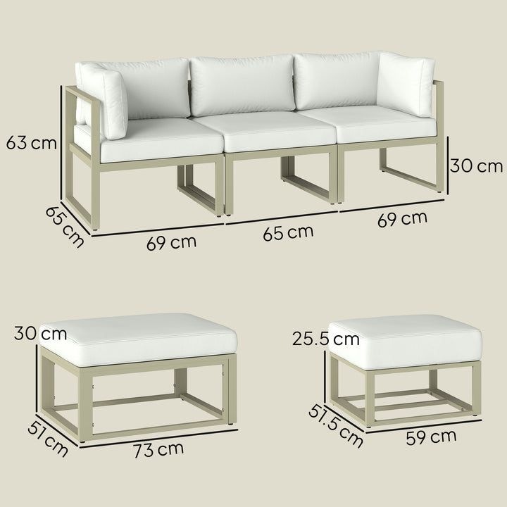 Garden Daybed, 6 Piece Outdoor Sectional Sofa Set, Aluminium Patio Con