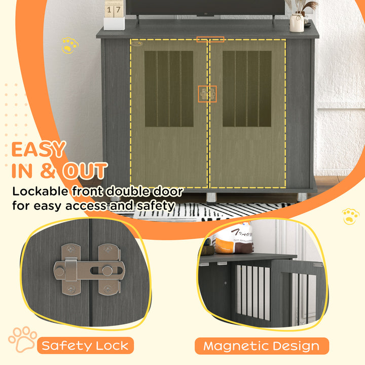 Dog Crate Table for Medium and Large Dogs with Magnetic Door for Indoor Use, 95 x 55 x 75 cm, Grey