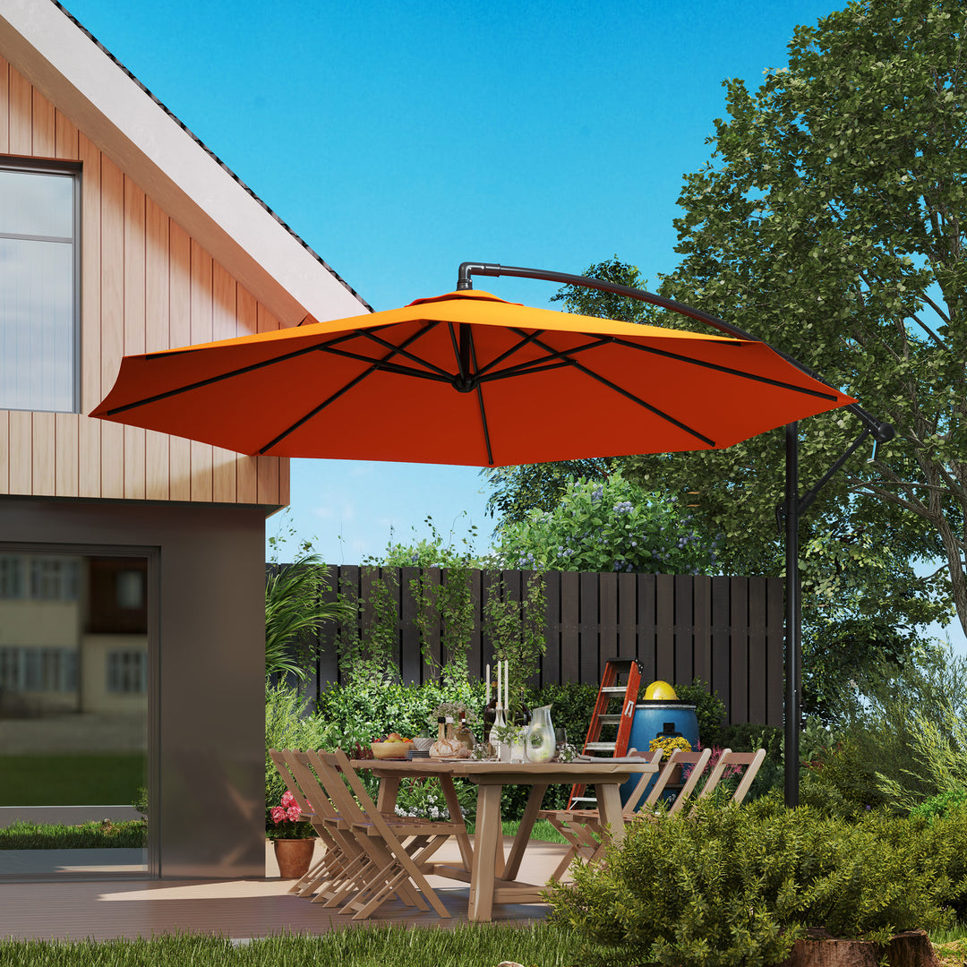 3(m) Overhanging Parasol, with Base - Orange