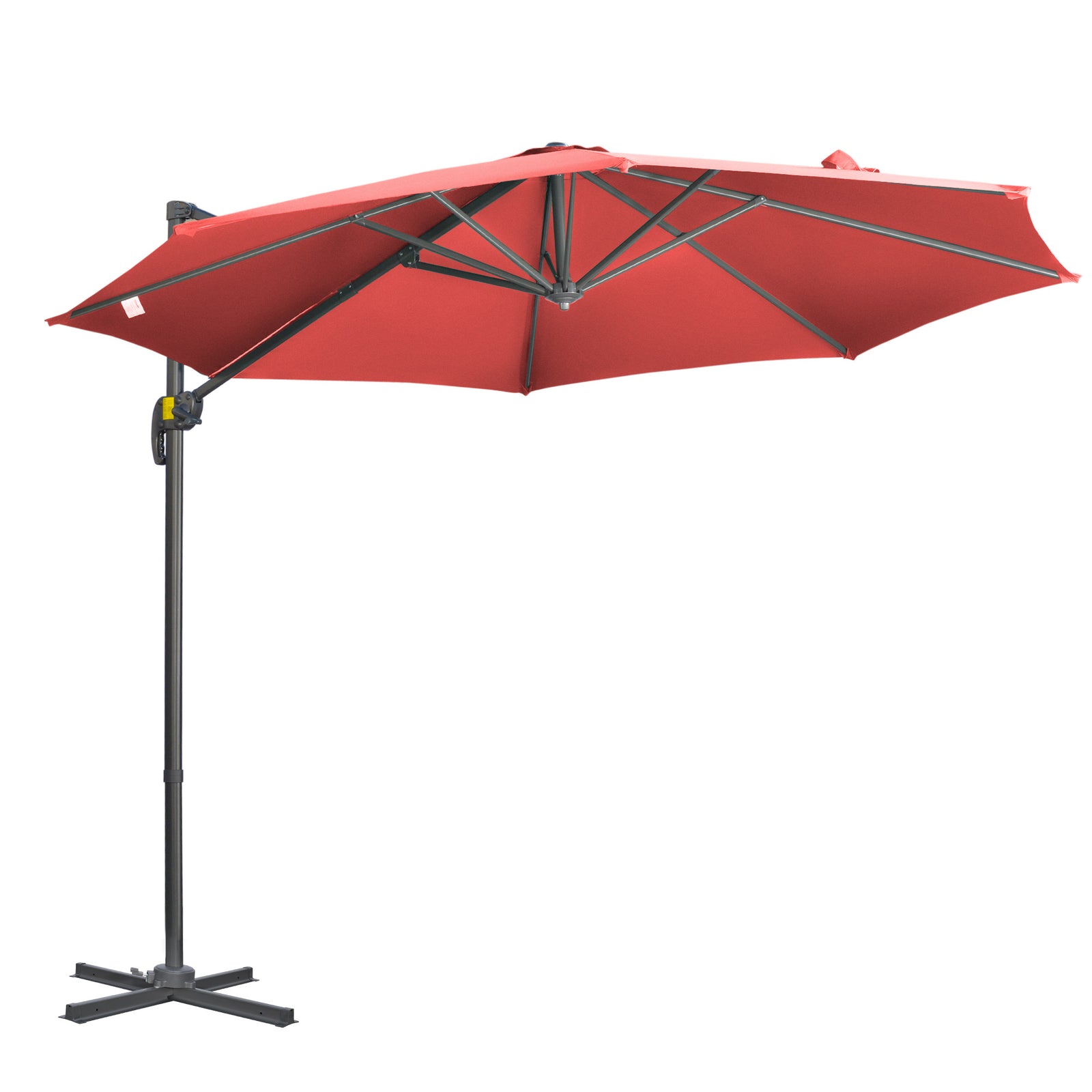 3 x 3(m) Cantilever Parasol with Cross Base Crank Handle - Wine Red