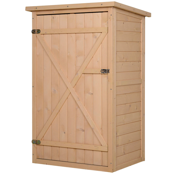 MCL Wooden Small Shed, Garden Storage Shed with Shelves and Bolt Latch, 75L x 56W x115H cm