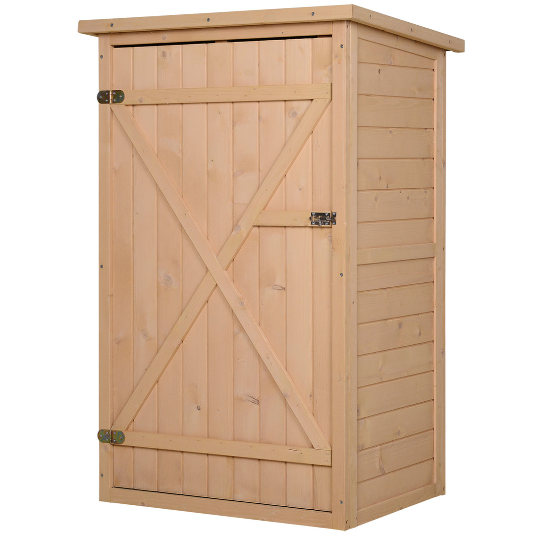 MCL Wooden Small Shed, Garden Storage Shed with Shelves and Bolt Latch, 75L x 56W x115H cm, Natural