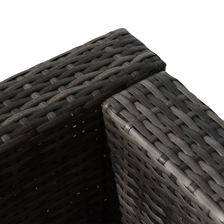 MCL 3 Pieces Rattan Bistro Set, Wicker Garden Furniture Set with Glass Top Coffee Table and Chairs, Thickened Washable Cushions for Outdoor, Patio, Balcony, Grey