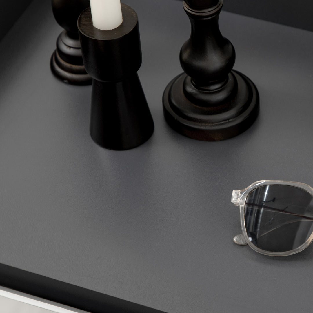 MCL High Gloss Shoe Cabinet with White Doors and Open Shelves, Hallway Shoe Cupboard Storage Organizer for 19 Pairs of Shoes, Grey