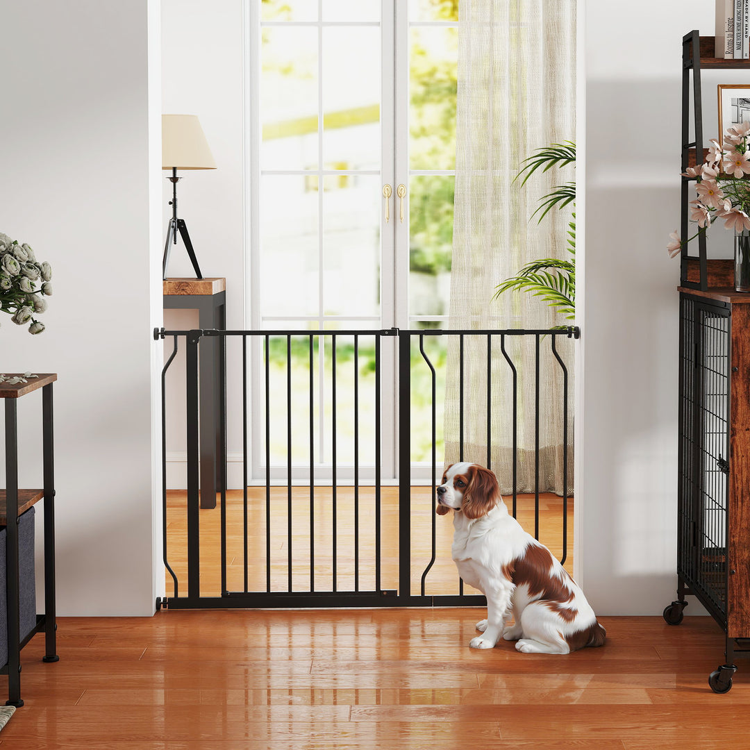 Wide Dog Safety Gate, with Door Pressure, for Doorways, Hallways, Staircases - Black