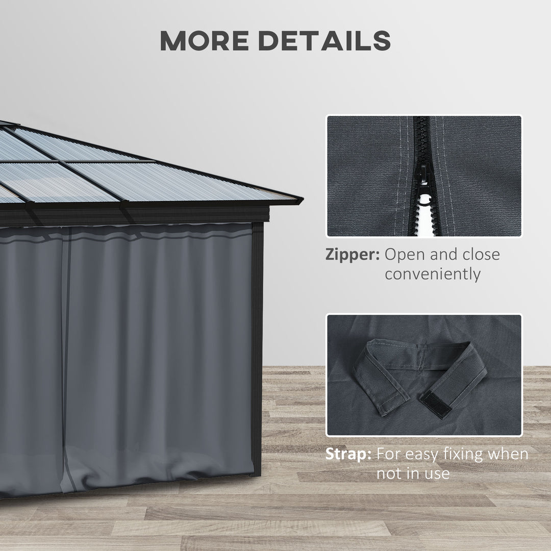 Replacement Gazebo Curtains 4-Panel Sidewalls with Zipper for 3 x 3 (M) Yard Gazebos Canopy Tent, Dark Grey