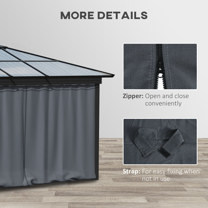 Replacement Gazebo Curtains 4-Panel Sidewalls with Zipper for 3 x 3 (M) Yard Gazebos Canopy Tent, Dark Grey