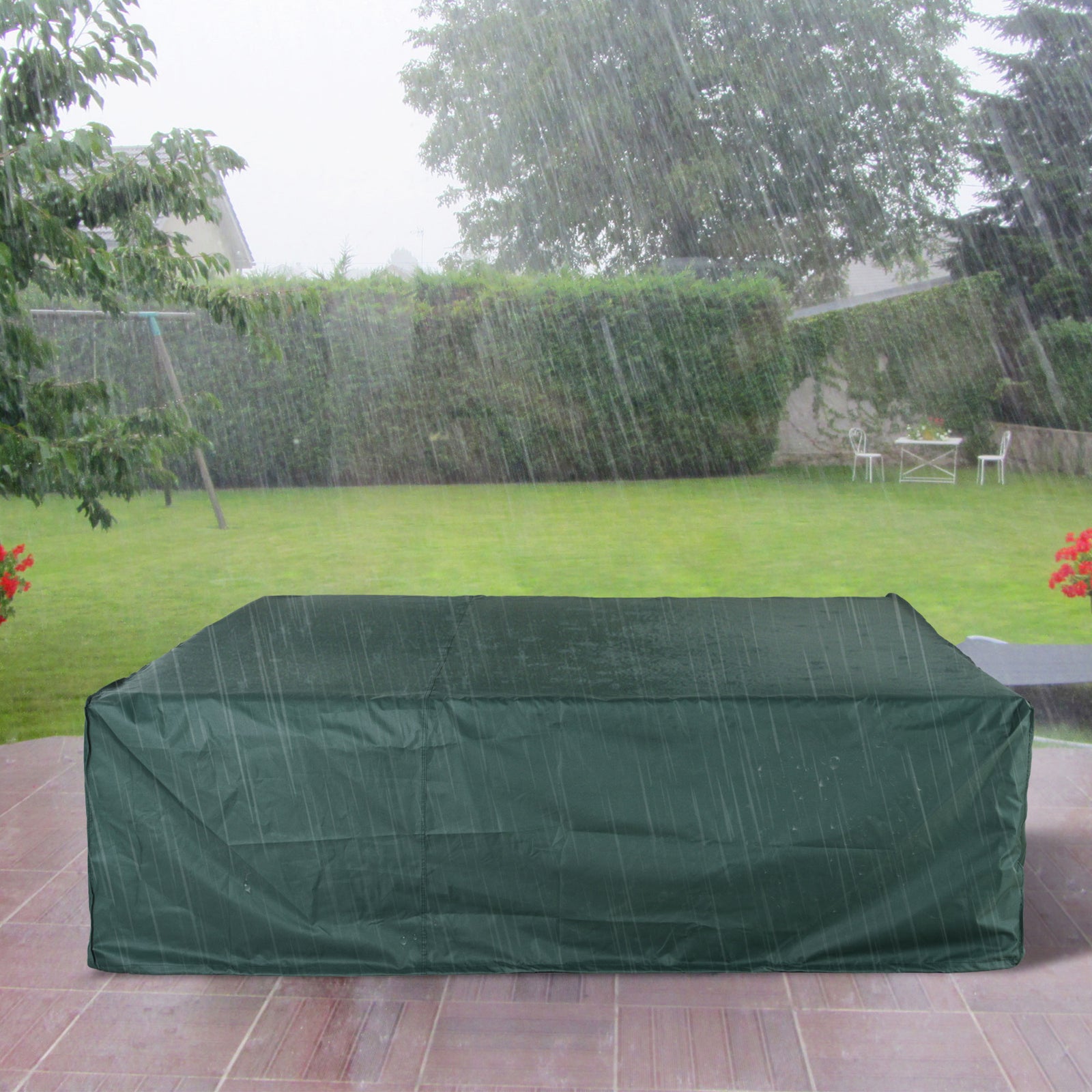Large Patio Garden Furniture Set Cover 600D Oxford Square Waterproof, 230 x 230 x 70 cm, Green