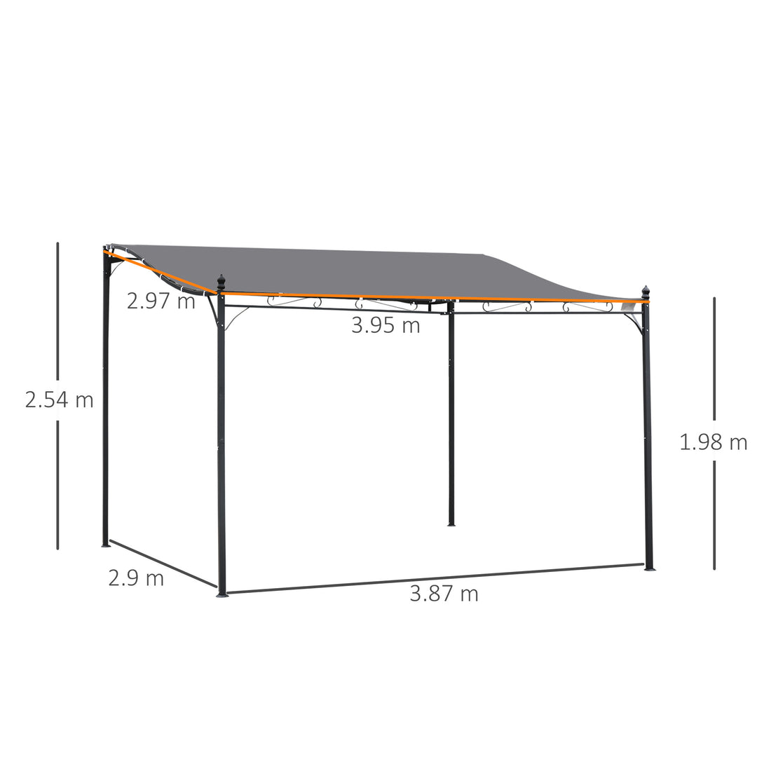 MCL 4 x 3 Meters Canopy Metal Wall Gazebo Awning Garden Marquee Shelter Door Porch - Grey