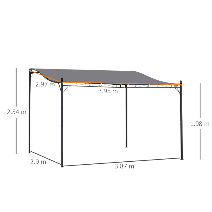 MCL 4 x 3 Meters Canopy Metal Wall Gazebo Awning Garden Marquee Shelter Door Porch - Grey