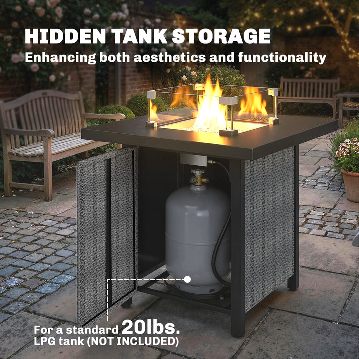 Propane Gas Fire Pit Table for Garden, 11.7 KW Smokeless Firepit Outdo