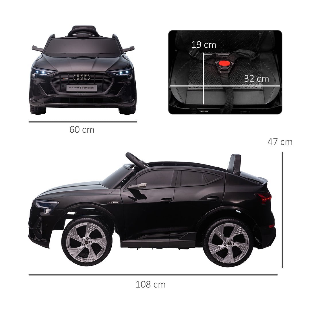 Audi E-tron Licensed 12V Kids' Electric Ride on, Electric Car for Kids, with Parental Remote, Music Lights MP3, Suspension Wheels, for 3-5 Years, Black