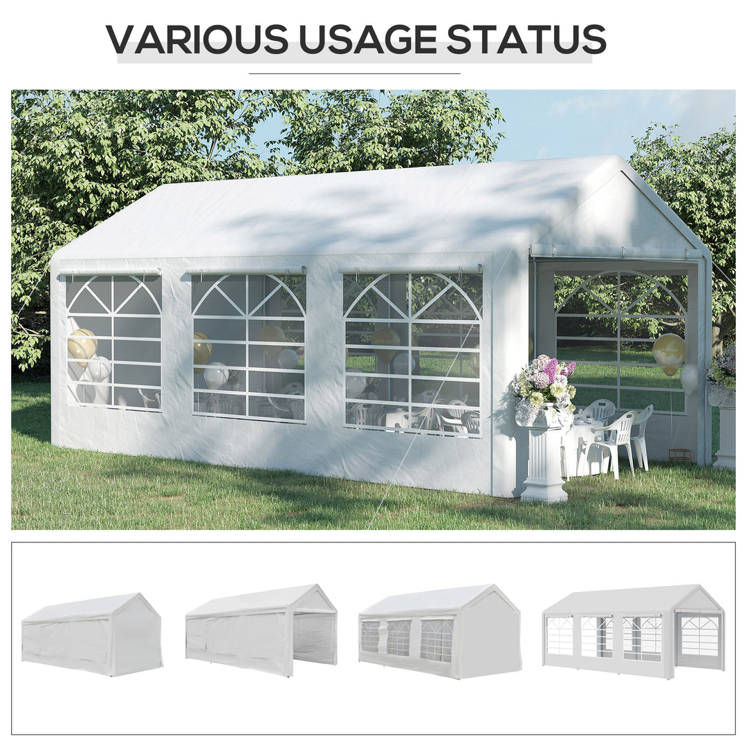 6 x 3(m) Garden Gazebo Marquee Party Tent Wedding Portable Garage Carport shelter Car Canopy Outdoor Heavy Duty Steel Frame Waterproof Rot Resistant