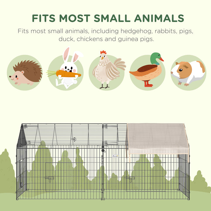 Metal Rabbit Run Playpen, Guinea Pig Cage, 220 x 103 x 103cm, Beige