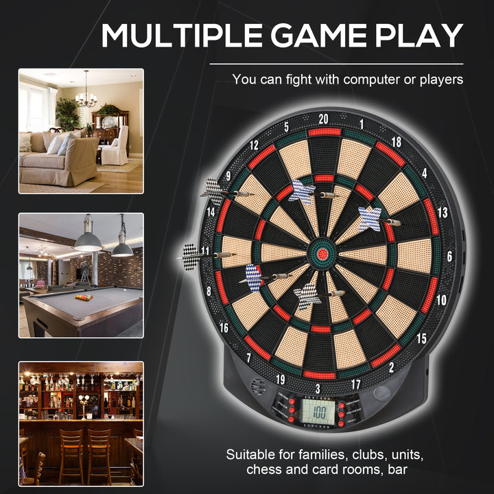 LCD Electronic Dartboard Set Features 26 Games w/ 185 Variations and Include 6 Darts Multi-Game Option Ready-to-Play