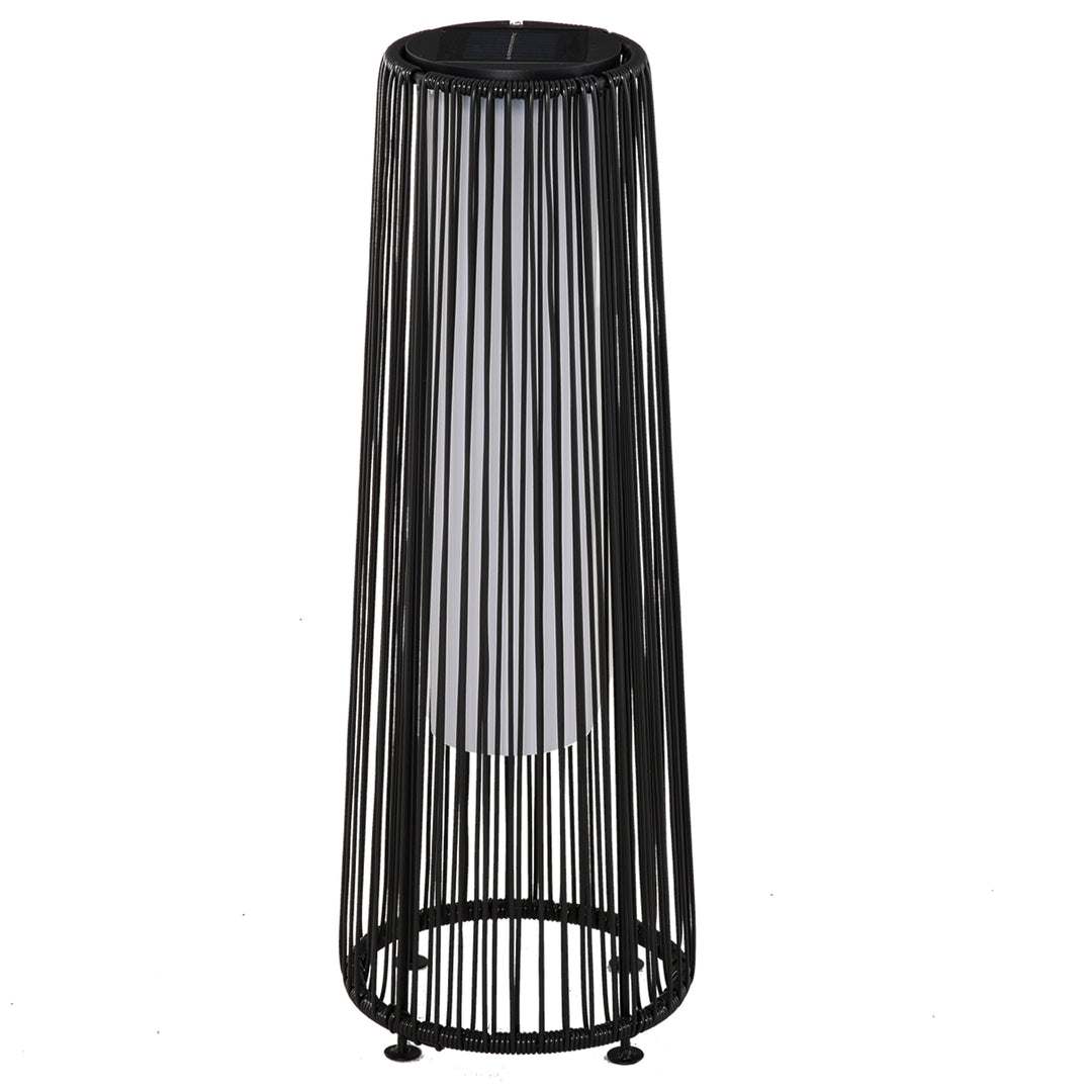 MCL Patio Garden Solar Powered Lights Woven Resin Wicker Lantern Auto On/Off