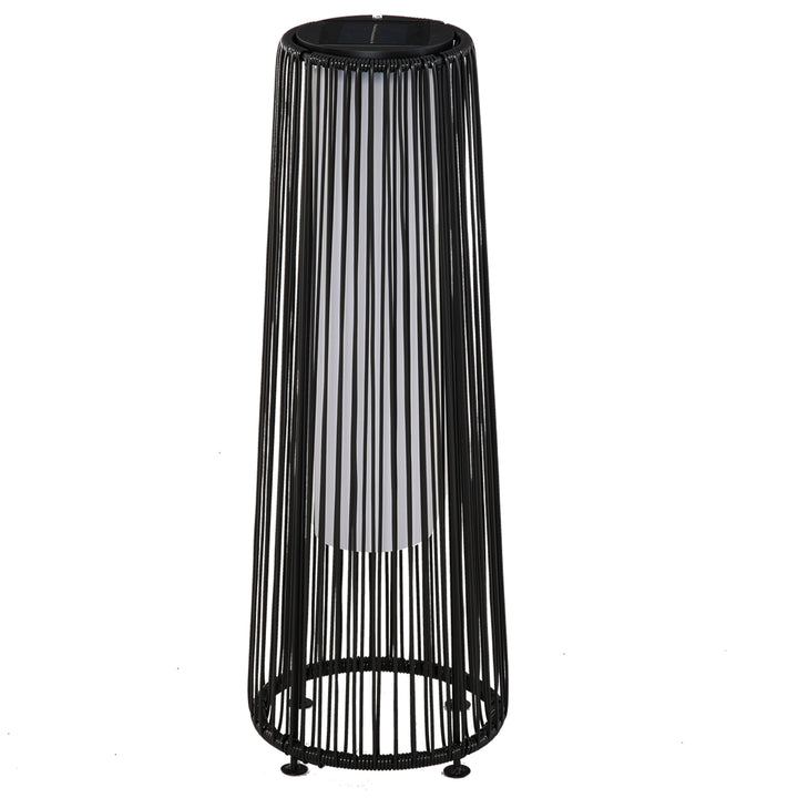 MCL Patio Garden Solar Powered Lights Woven Resin Wicker Lantern Auto On/Off
