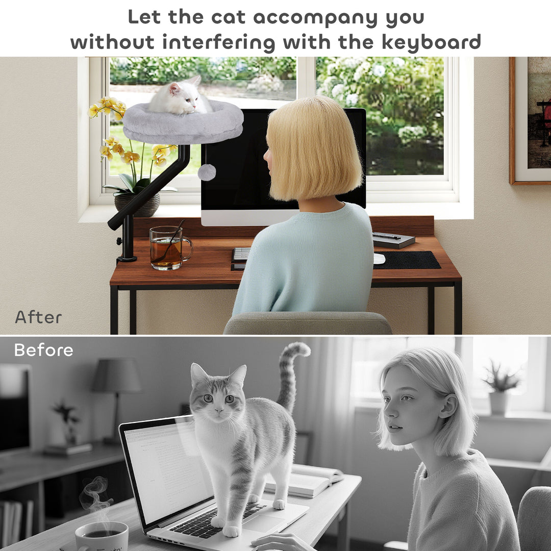 Cat Desk Bed, Cat Hammock 360° Rotatable Adjustable for Window, Table,
