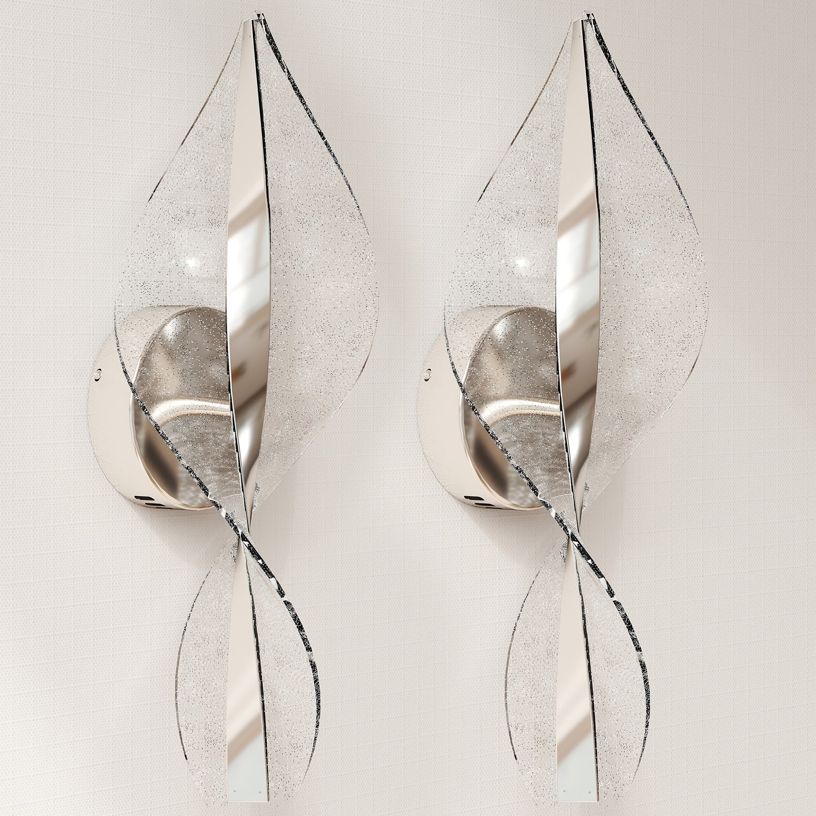 Led Wall Lamp 2 Pack, 13W Modern Indoor Spiral Wall Light, Colour Temperature Adjustable 3000K/4000K/6500K, for Bedroom, Living Room, Hallway, Stairs, Silver Tone