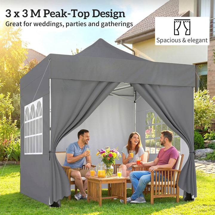 3 x 3 m Pop Up Gazebo with Sidewalls, UPF50+ Heavy Duty Garden Party T