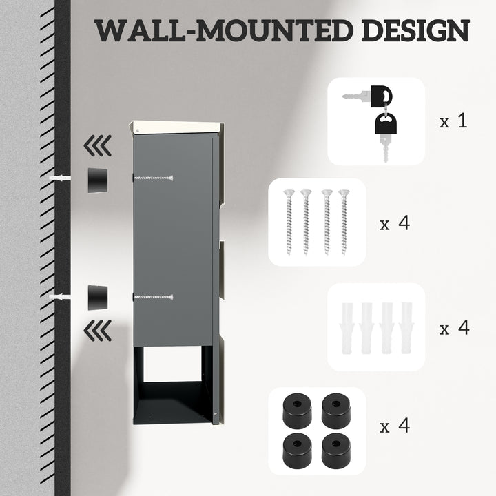 Locking Galvanised Steel Letterbox - White/Black