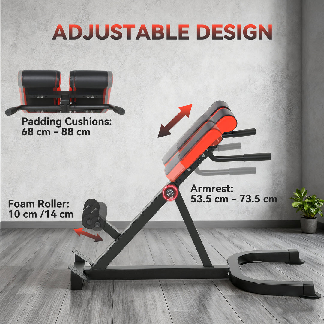 45-Degree Hyperextension Roman Chair, 5-Level Adjustable Back Extensio