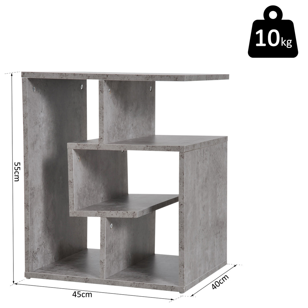 Side Table, 3 Tier End Table with Open Storage Shelves for Living Room, Bedroom, Cement Colour