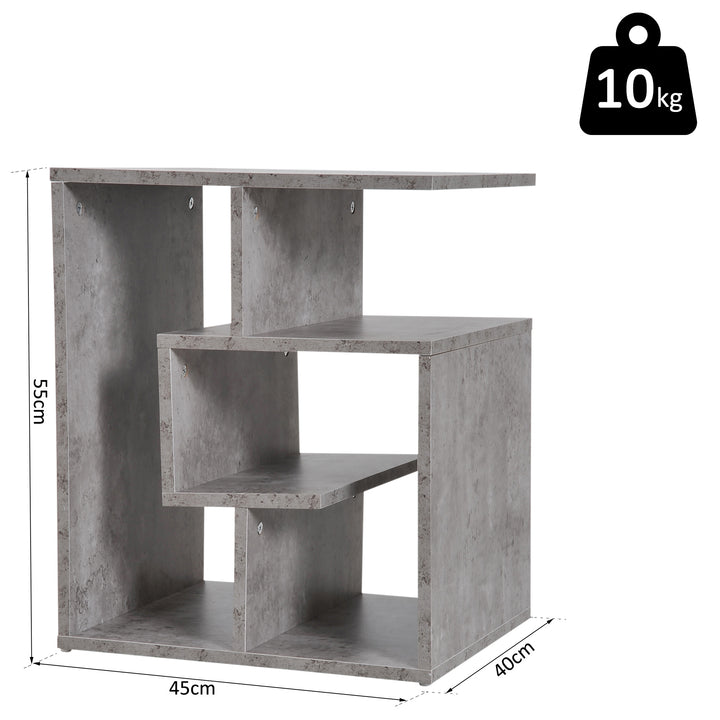 Side Table, 3 Tier End Table with Open Storage Shelves for Living Room, Bedroom, Cement Colour