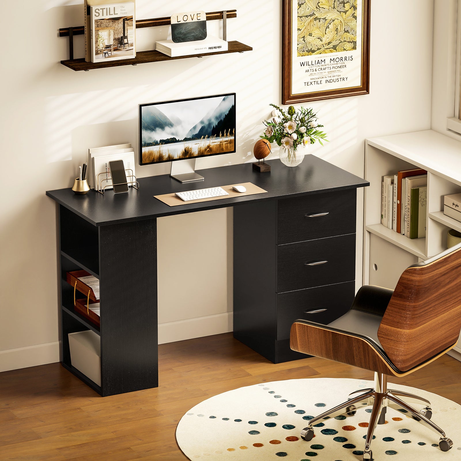 Computer Desk with Drawers, Home Office Desk, Writing Table, PC Workst