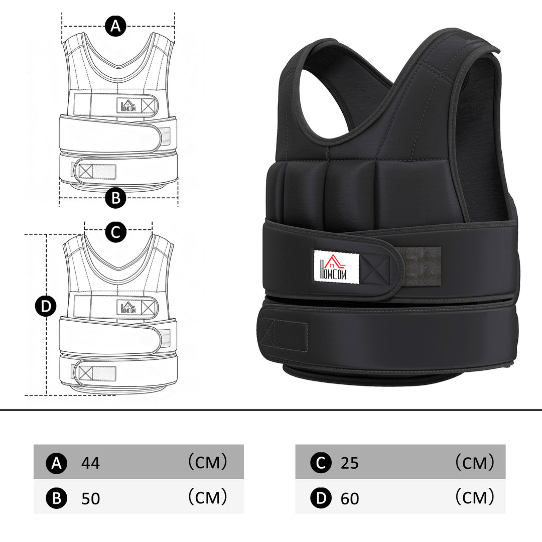 MCL 20KG Adjustable Weight Vest, Black