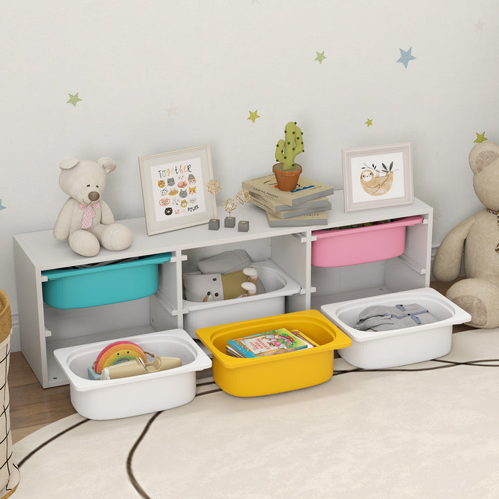 MCL Low Height 2 Tiers Storage Organiser, Kids Toy Storage Unit with 6 Removable Bins for Bedroom, Nursery, Playroom