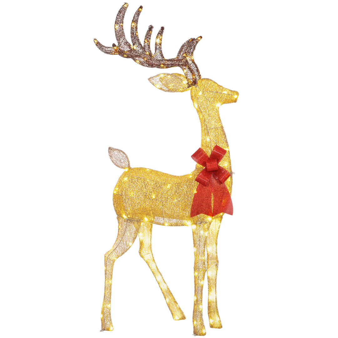 MCL Lighted Reindeer Christmas Decoration, Light Up Christmas Deer with 137 LED Lights for Indoor, Outdoor, Garden, Lawn, Gold Tone