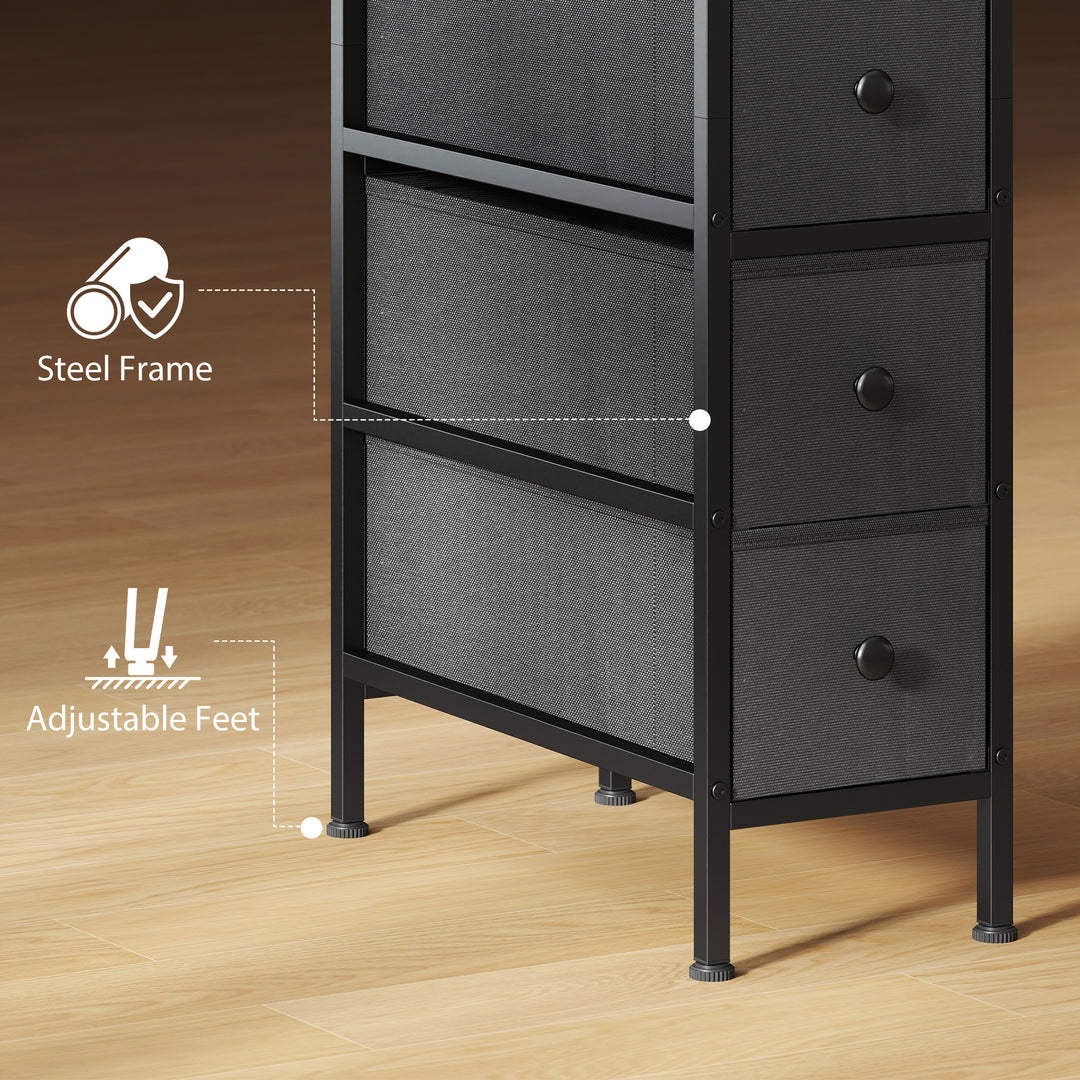 4 Drawer Fabric Dresser Chest of Drawers, Slim Storage Cabinet with Steel Frame for Small Spaces, Bedroom