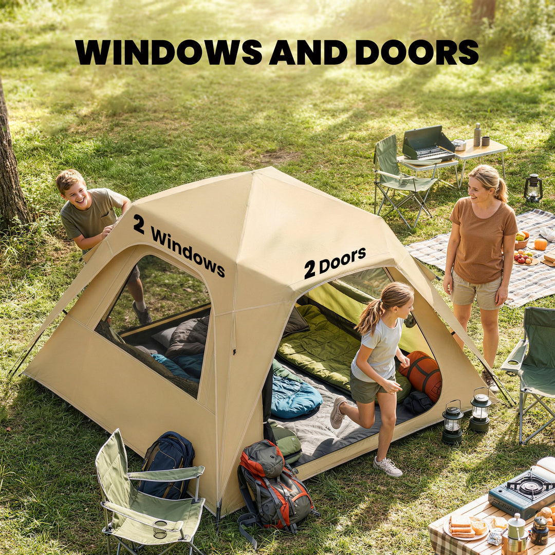 Pop Up Tent 3000mm Waterproof Camping Tents with Mesh Windows 2-3 Peop