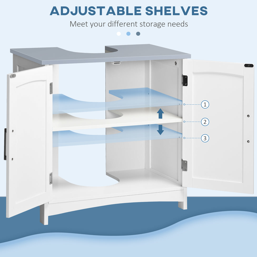 MCL Pedestal Under Sink Cabinet with Double Doors, Modern Bathroom Vanity Unit, Storage Cupboard with Adjustable Shelves, White