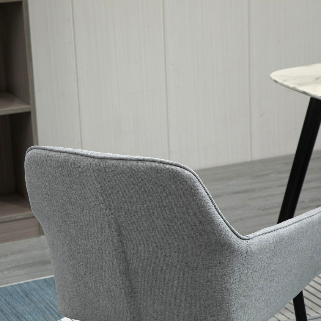 Dining Chairs Set of 4, Upholstered Linen Fabric Kitchen Chairs with Metal Legs for Living Room Dining Room, Light Grey