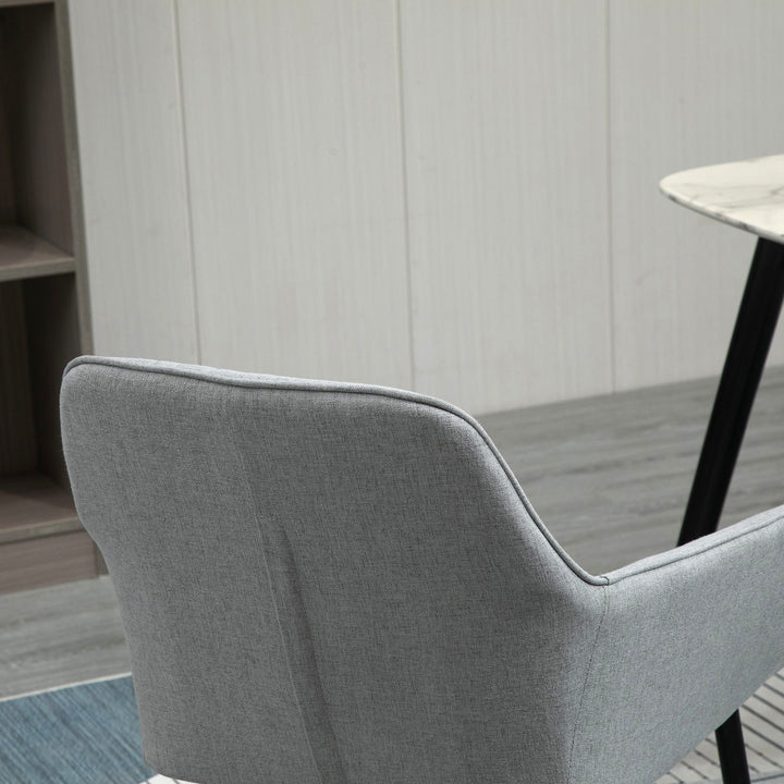 Dining Chairs Set of 4, Upholstered Linen Fabric Kitchen Chairs with Metal Legs for Living Room Dining Room, Light Grey