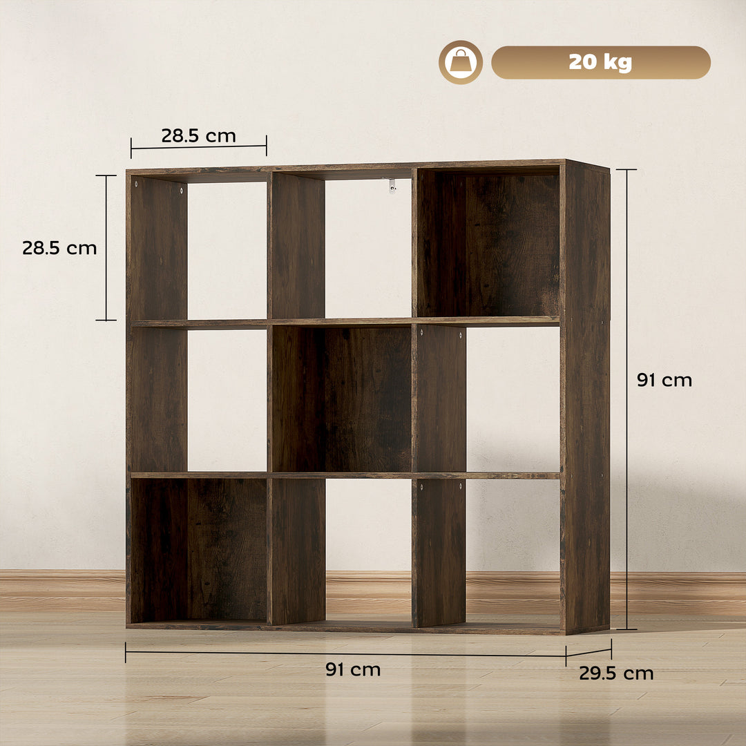 Nine-Cube Storage Shelf - Rustic Brown