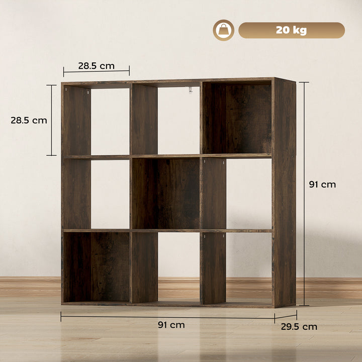 Nine-Cube Storage Shelf - Rustic Brown