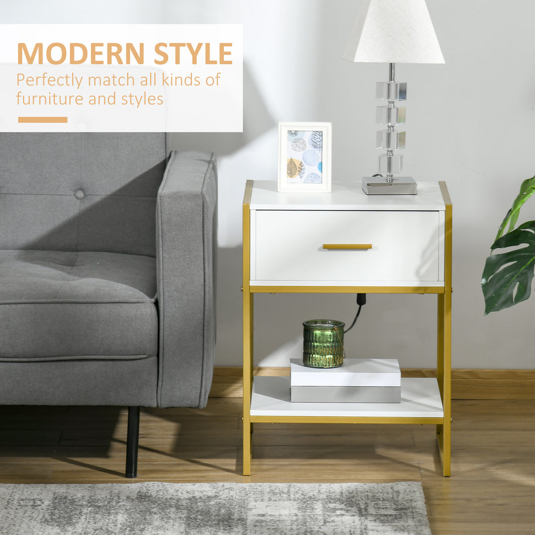 Modern Bedside Table - White