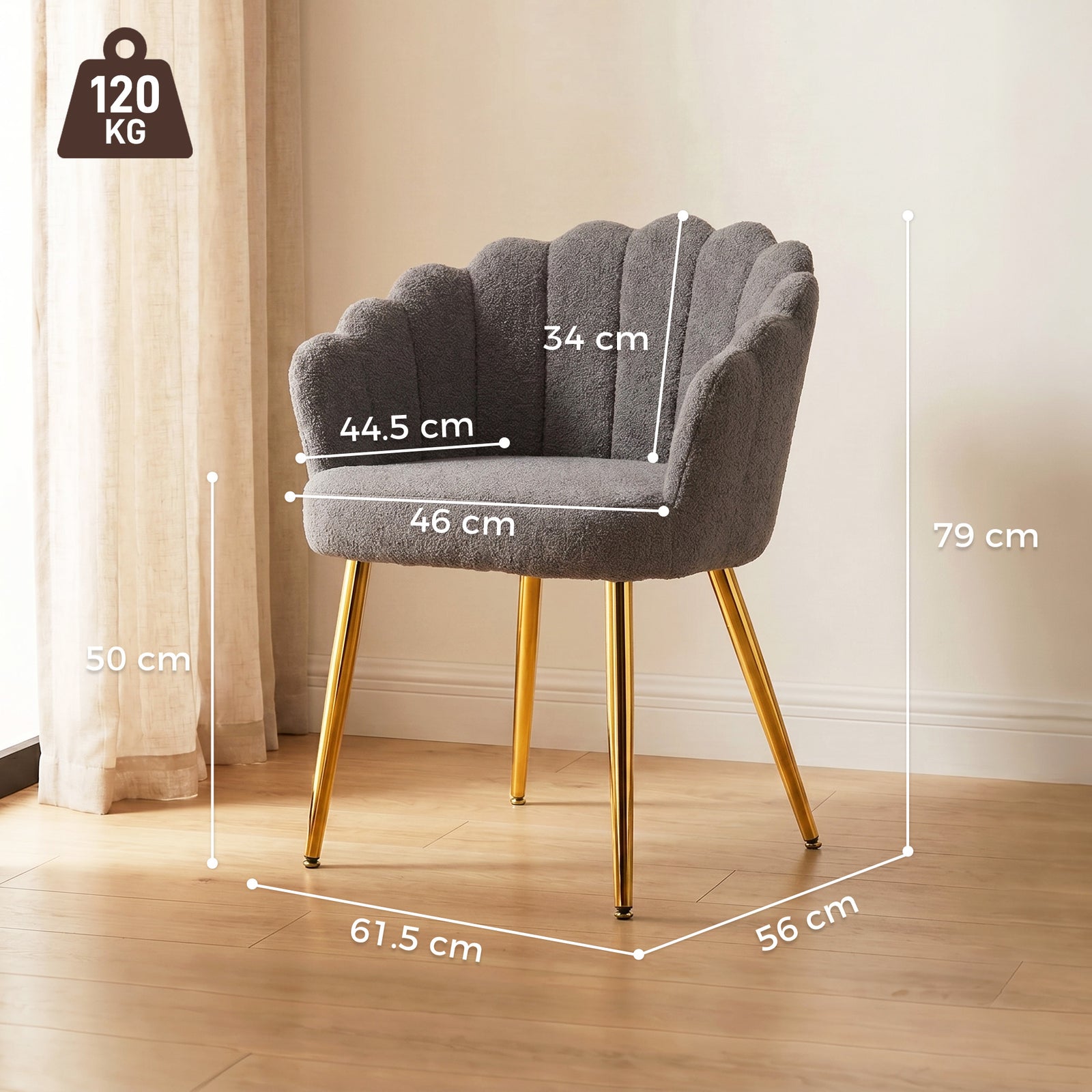 Lounge Chair Petal-Back Armchair Metal Metal Legs for Living Room Bedr