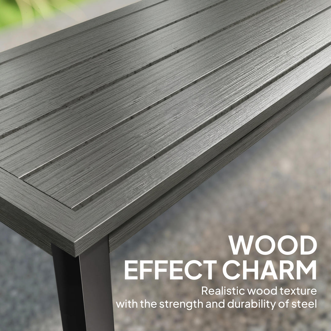 2 Seater Garden Bench, Outdoor Bench Loveseat with Wood-Effect Slatted