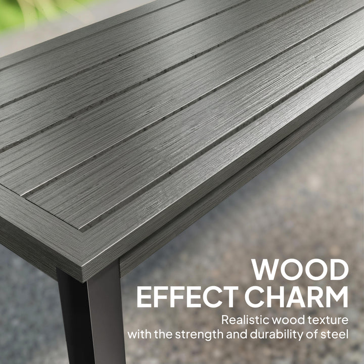 2 Seater Garden Bench, Outdoor Bench Loveseat with Wood-Effect Slatted